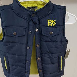 DKNY kids Vest in Blue and Lime Green lining Size 4T